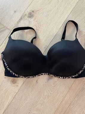 Victoria's Secret Balconet Black Bra with Leopard Trim